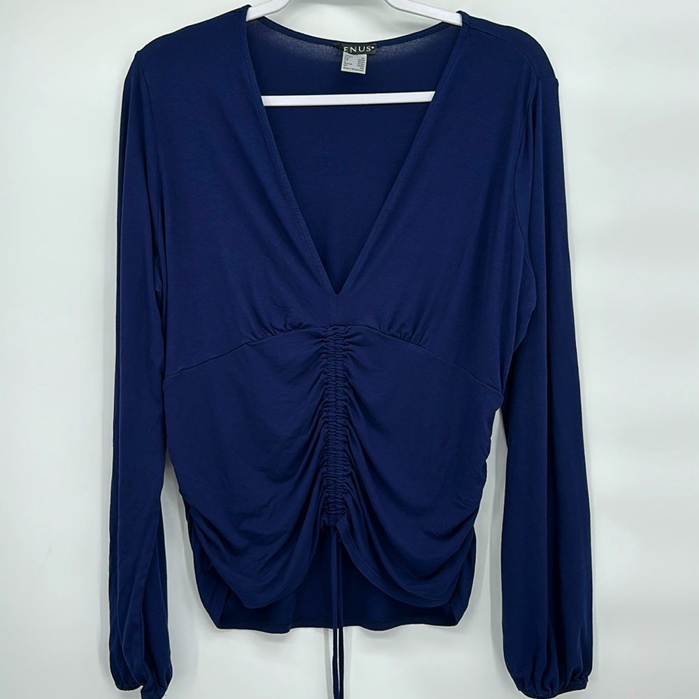 Venus Plunging V neck Long Sleeve Top Shirt sexy whimsy moody